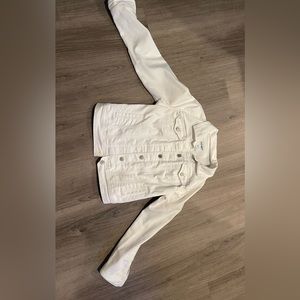 White jean jacket, small, hits at waist, perfect condition